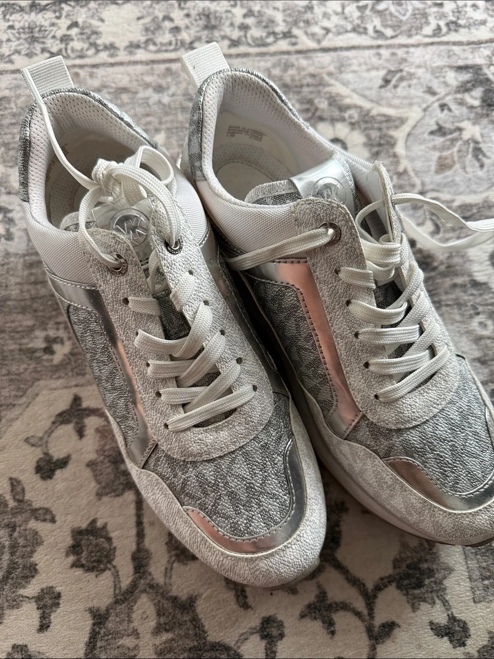 Michael Kors Silver and Pink Accent Women's Sneakers